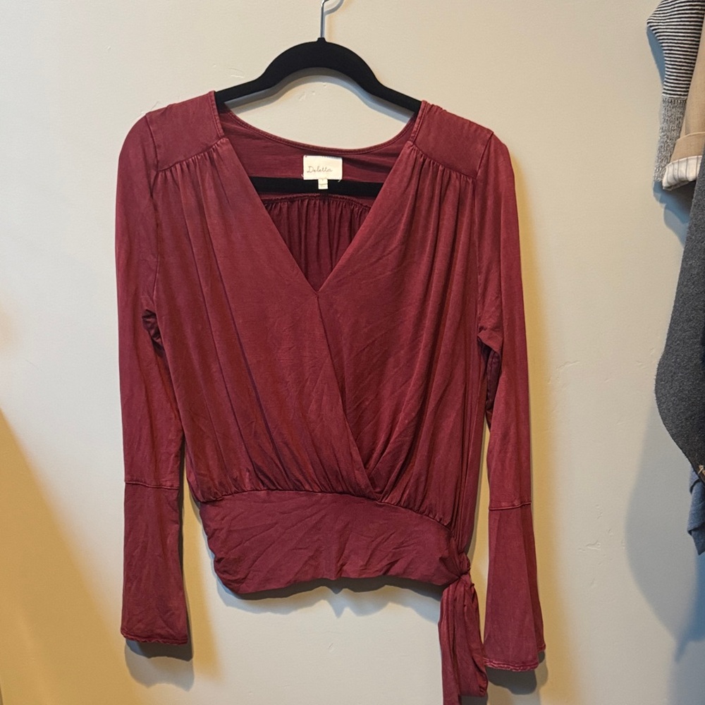 Anthropologie Burgundy Wrap Blouse